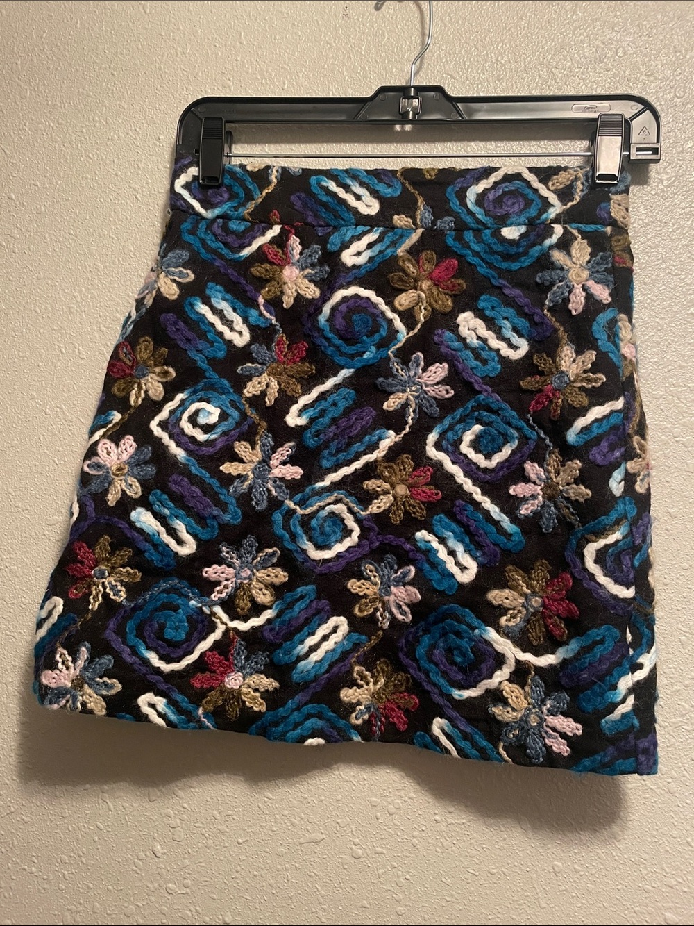 Zara Skirts Zara Embroidered crochet 
Mini Blue Floral Skirt Xs
